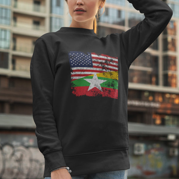 Myanmar USA Flag Sweatshirt