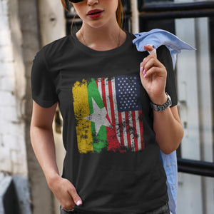 Myanmar USA Flag - Half American T-Shirt