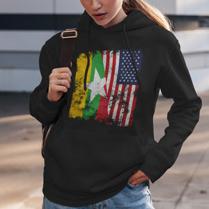 Myanmar USA Flag - Half American Hoodie