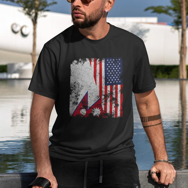 Nepal USA Flag - Half American T-Shirt