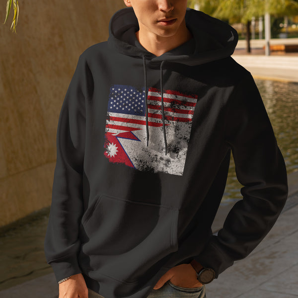 Nepal USA Flag Hoodie
