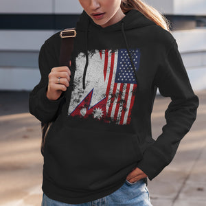 Nepal USA Flag - Half American Hoodie