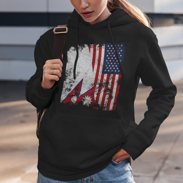 Nepal USA Flag - Half American Hoodie