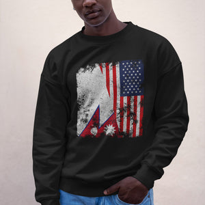 Nepal USA Flag - Half American Sweatshirt