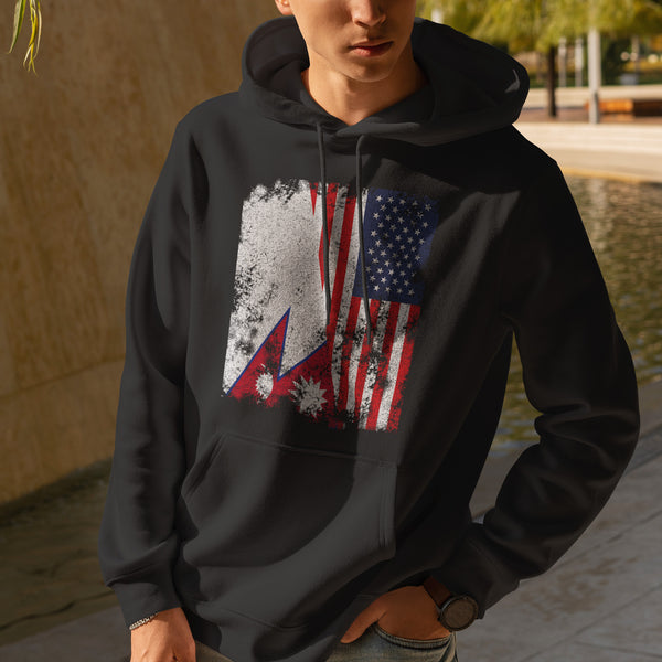 Nepal USA Flag - Half American Hoodie