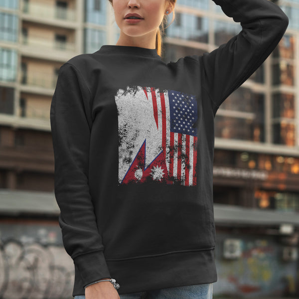 Nepal USA Flag - Half American Sweatshirt