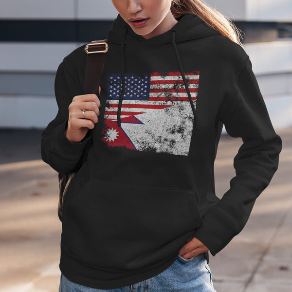Nepal USA Flag Hoodie