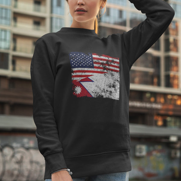 Nepal USA Flag Sweatshirt