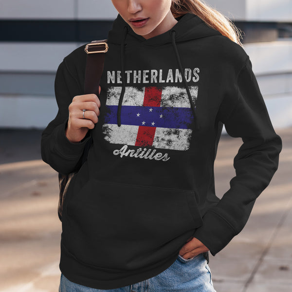 Netherlands Antilles Flag Distressed Hoodie