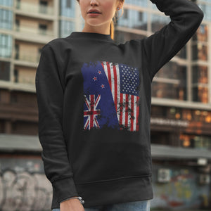 New Zealand USA Flag - Half American Sweatshirt