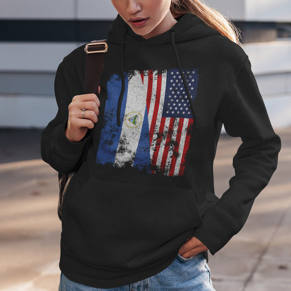Nicaragua USA Flag - Half American Hoodie