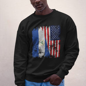 Nicaragua USA Flag - Half American Sweatshirt