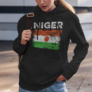 Niger Flag Distressed - Nigerien Flag Hoodie