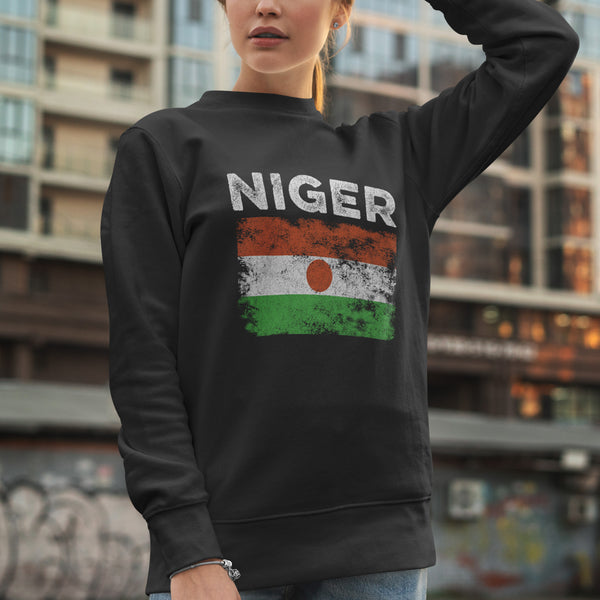 Niger Flag Distressed - Nigerien Flag Sweatshirt