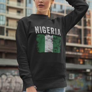 Nigeria Flag Distressed - Nigerian Flag Sweatshirt