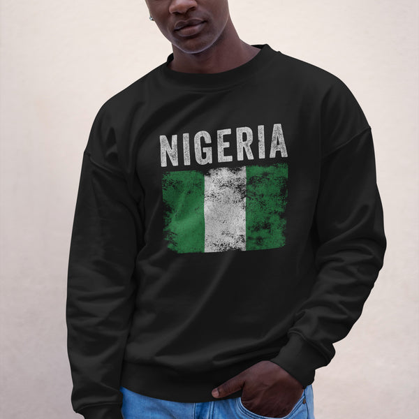 Nigeria Flag Distressed - Nigerian Flag Sweatshirt