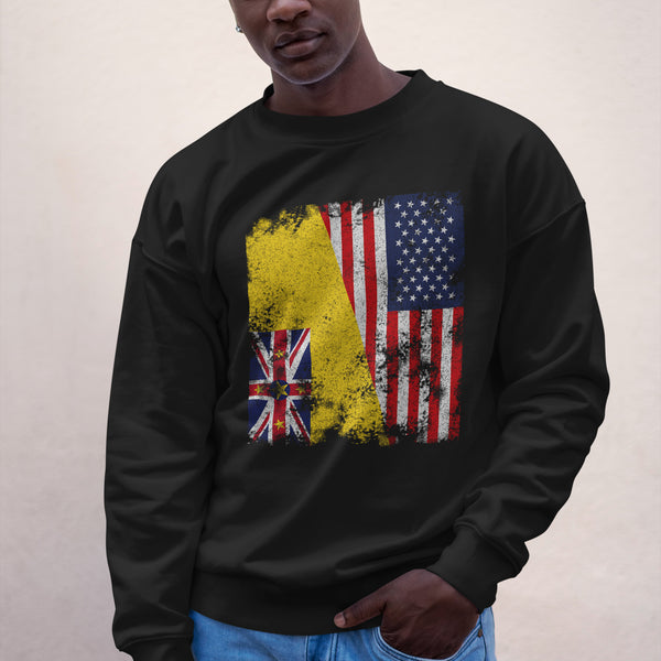 Niue USA Flag - Half American Sweatshirt