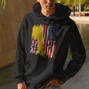 Niue USA Flag - Half American Hoodie