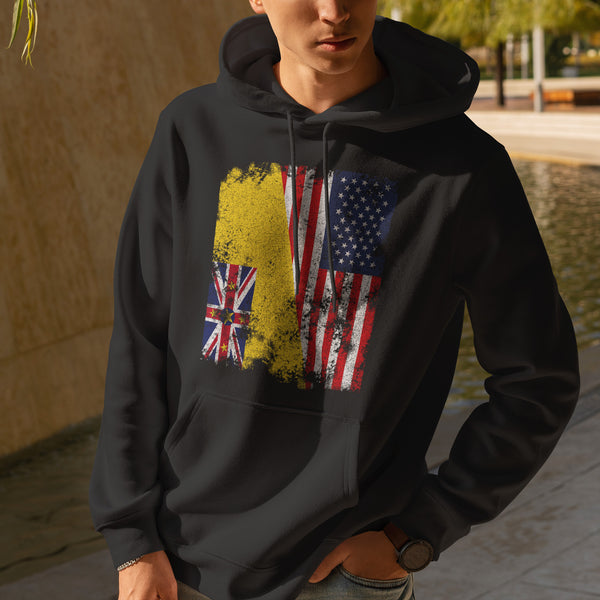 Niue USA Flag - Half American Hoodie
