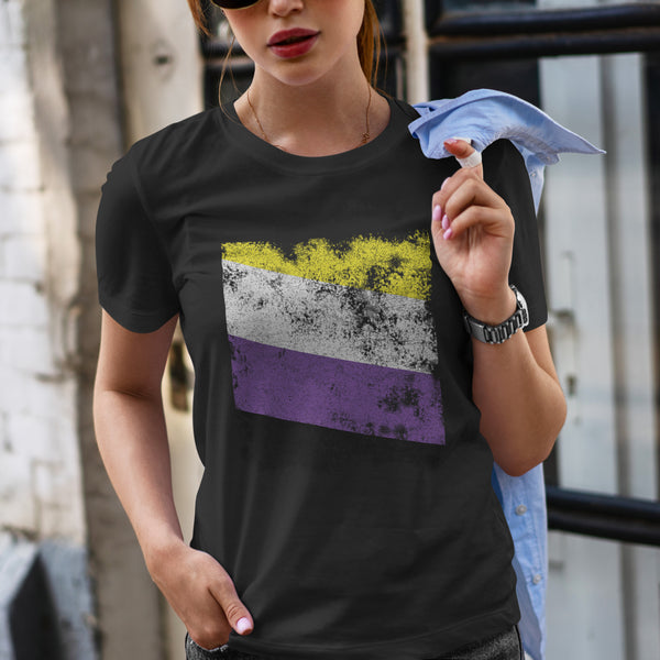 Nonbinary Flag - Distressed LGBT+ T-Shirt