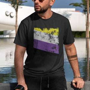 Nonbinary Flag - Distressed LGBT+ T-Shirt