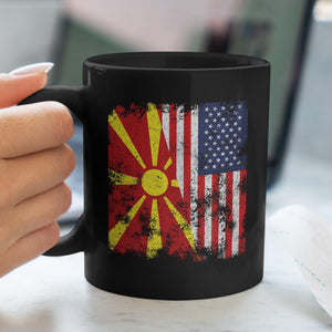 North Macedonia USA Flag - Half American Mug