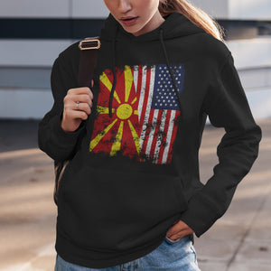 North Macedonia USA Flag - Half American Hoodie