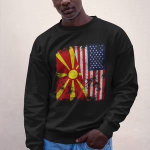 North Macedonia USA Flag - Half American Sweatshirt