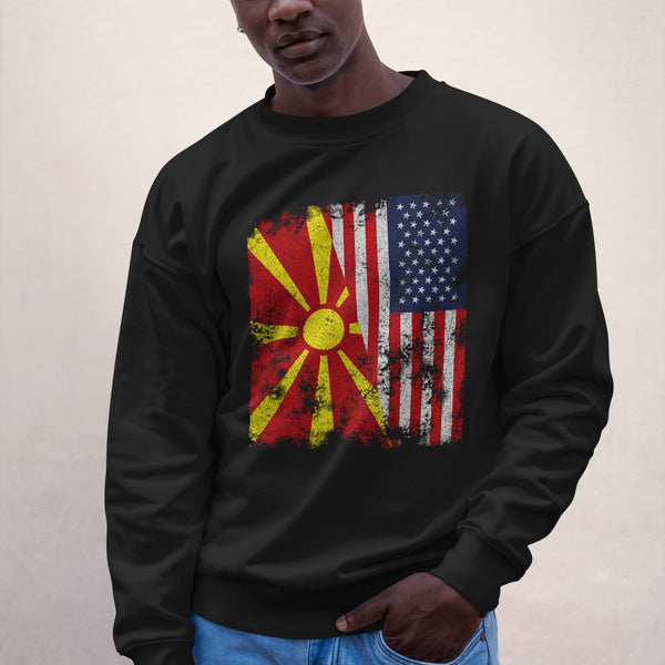 North Macedonia USA Flag - Half American Sweatshirt