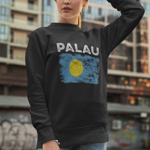 Palau Flag Distressed - Palauan Flag Sweatshirt