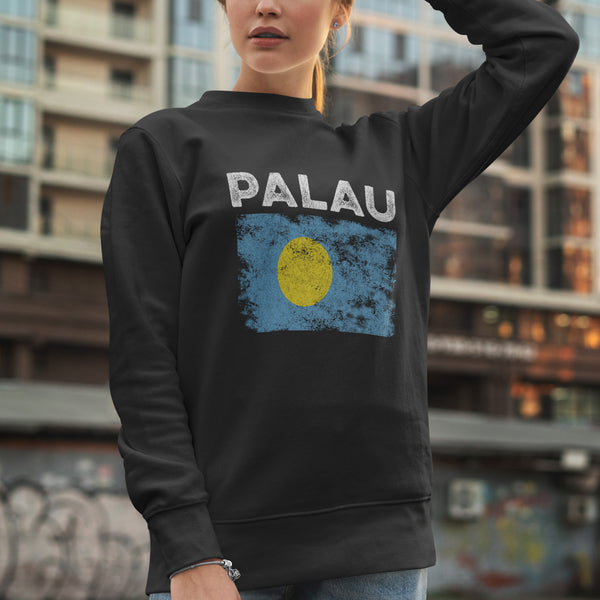 Palau Flag Distressed - Palauan Flag Sweatshirt