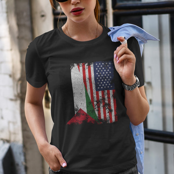 Palestine USA Flag - Half American T-Shirt
