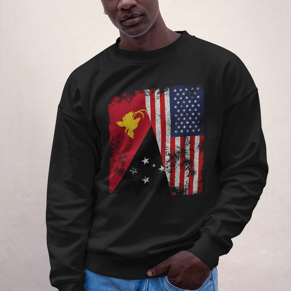 Papua New Guinea USA Flag Half American Sweatshirt
