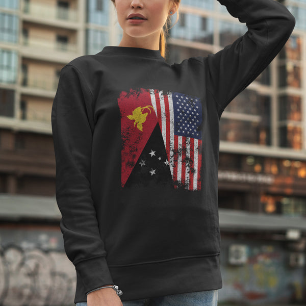 Papua New Guinea USA Flag Half American Sweatshirt