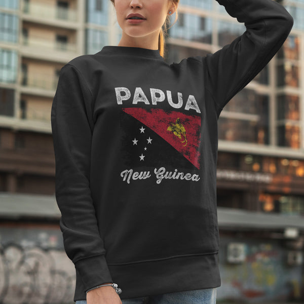 Papua New Guinea Flag Distressed Sweatshirt