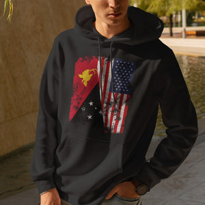Papua New Guinea USA Flag Half American Hoodie