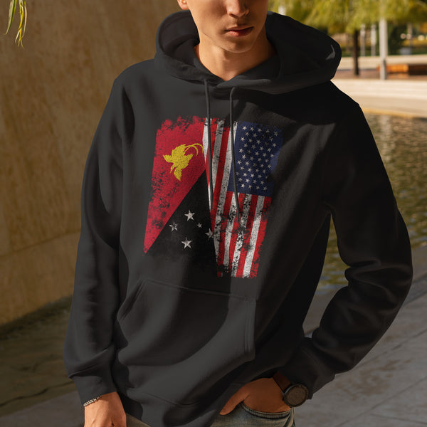Papua New Guinea USA Flag Half American Hoodie