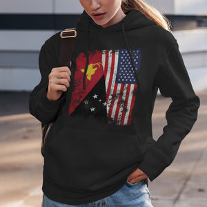 Papua New Guinea USA Flag Half American Hoodie