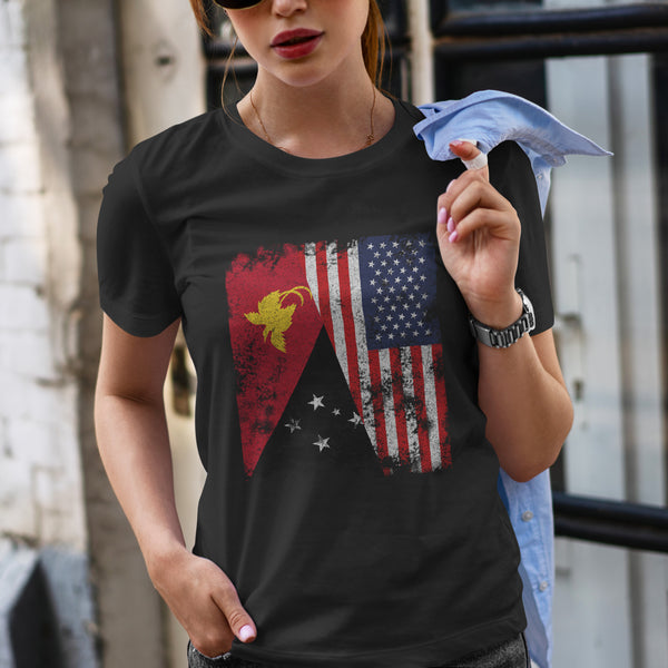 Papua New Guinea USA Flag Half American T-Shirt