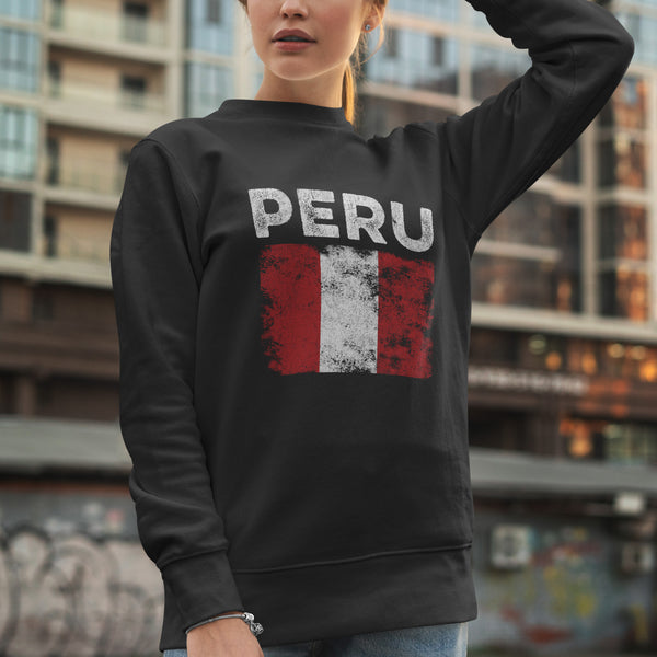 Peru Flag Distressed - Peruvian Flag Sweatshirt
