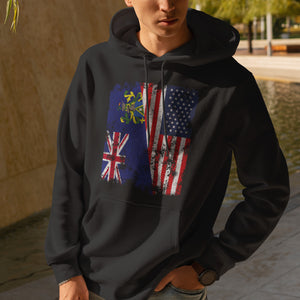 Pitcairn Islands USA Flag Half American Hoodie