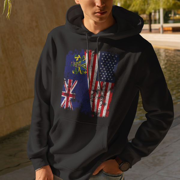 Pitcairn Islands USA Flag Half American Hoodie