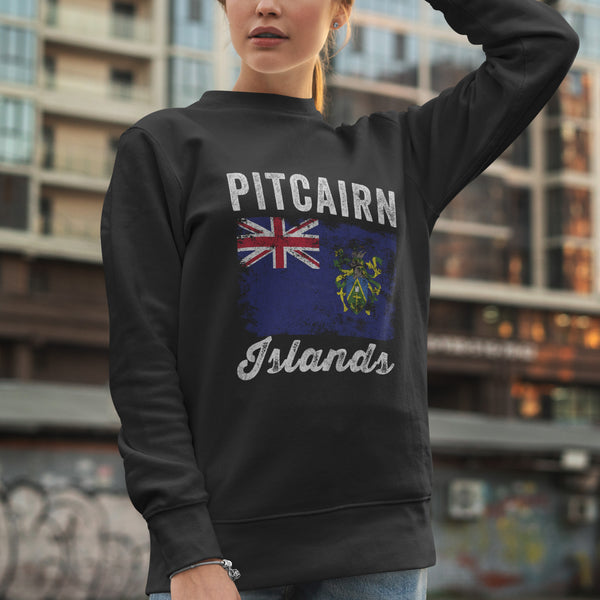 Pitcairn Islands Flag Distressed Sweatshirt