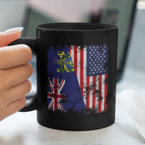 Pitcairn Islands USA Flag Half American Mug