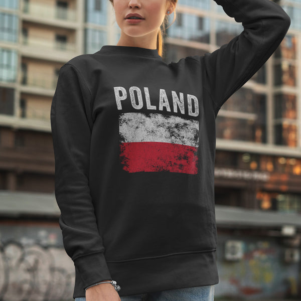 Poland Flag Distressed - Polish Flag Sweatshirt