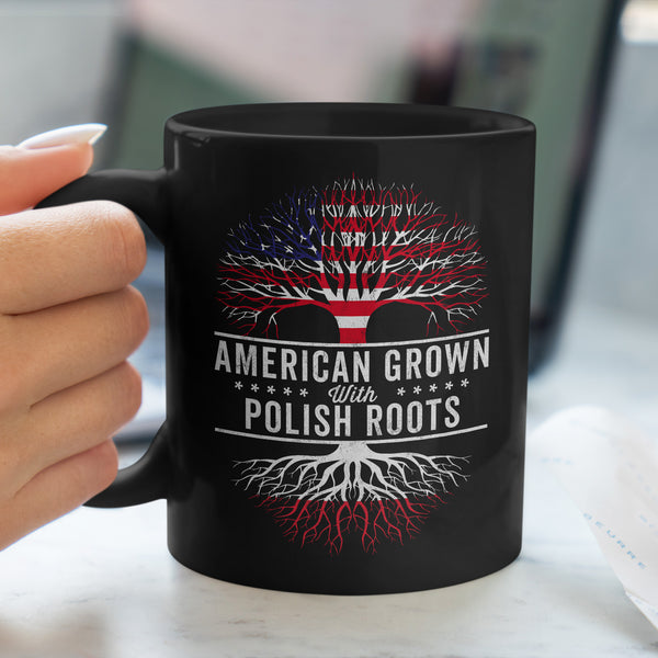 American Grown Polish Roots Flag Mug