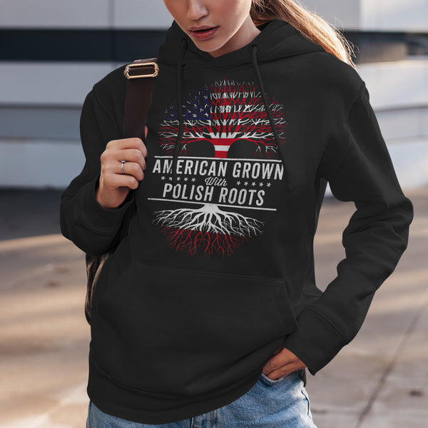 American Grown Polish Roots Flag Hoodie