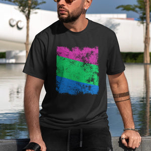 Polysexual Flag - Distressed LGBT+ T-Shirt