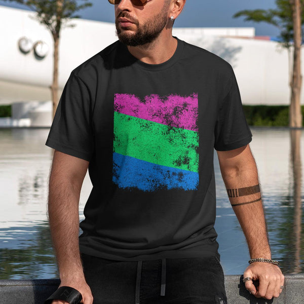 Polysexual Flag - Distressed LGBT+ T-Shirt