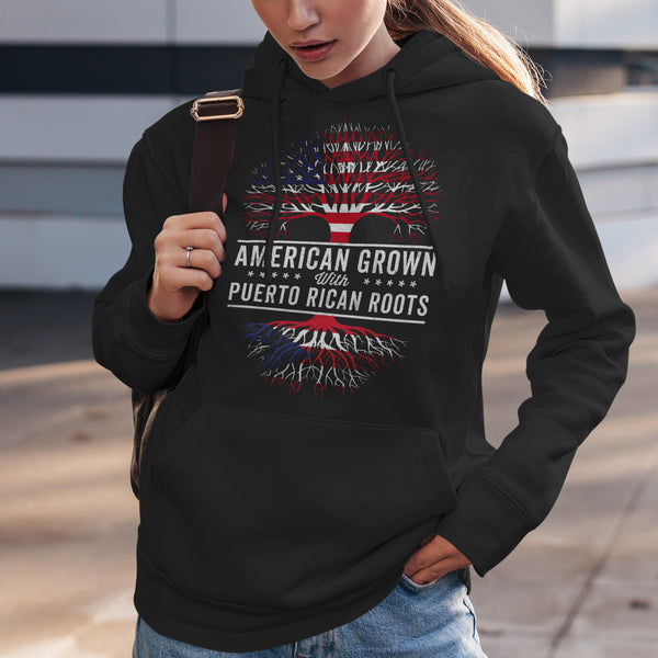 American Grown Puerto Rican Roots Flag Hoodie